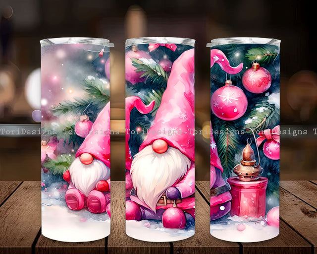 Pink Christmas Gnomes 20oz Winter Tumbler Wrap Digital Download, Pink Gnome Christmas Tumbler PNG, Christmas Tumbler, Holiday Gnomes Tumbler Sublimation ToriDesigns 