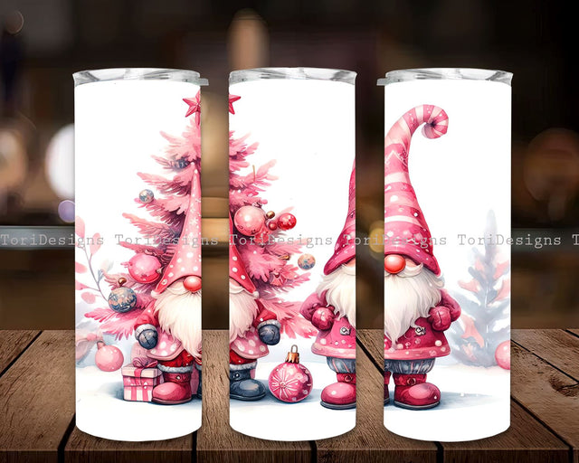 Pink Christmas Gnomes 20oz Winter Tumbler Wrap Digital Download, Pink Gnome Christmas Tumbler PNG, Christmas Tumbler, Holiday Gnomes Tumbler Sublimation ToriDesigns 