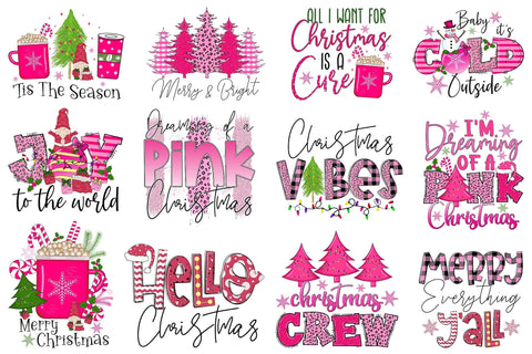 Pink Christmas PNG Sublimation Bundle Sublimation CraftLabSVG 