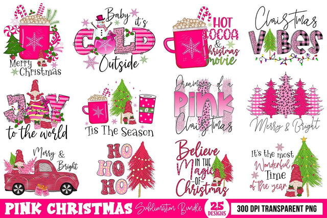 Pink Christmas PNG Sublimation Bundle Sublimation CraftLabSVG 