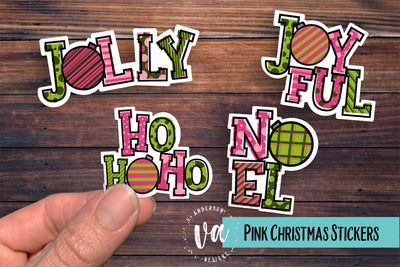 Pink Christmas Stickers PNGs SVG V. Anderson Designs 
