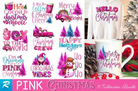 Pink Christmas sublimation Bundle Sublimation Regulrcrative 