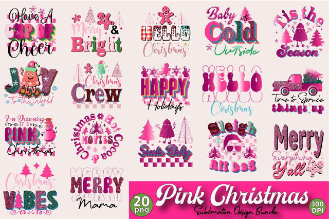 Pink Christmas Sublimation Bundle Sublimation SVGArt 