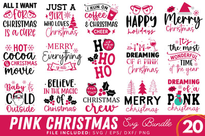 Pink Christmas SVG Bundle SVG Regulrcrative 