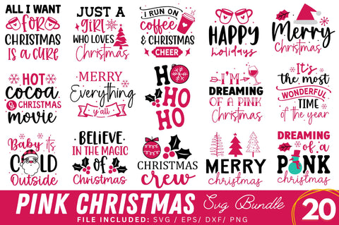 Pink Christmas SVG Bundle SVG Regulrcrative 
