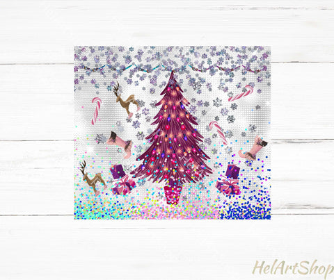 Pink Christmas Tumbler PNG Sublimation, Skinny Tumbler Png Sublimation _HelArtShop_ 