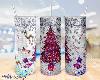 Pink Christmas Tumbler PNG Sublimation, Skinny Tumbler Png Sublimation _HelArtShop_ 