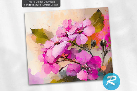 Pink Colorful Flowers 20 oz / 30 oz Tumbler PNG Sublimation Regulrcrative 