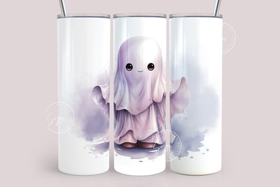 Pink Cute Ghost Tumbler, Halloween Tumbler Wrap Sublimation, 20 oz Skinny Tumbler Sublimation Design, Spooky Tumbler Wrap, Digital Download Sublimation Syre Digital Creations 