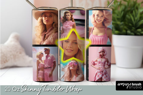 Pink Doll Tumbler Wrap Sublimation: Pink Tumbler PNG Design Sublimation OrangeBrushStudio 