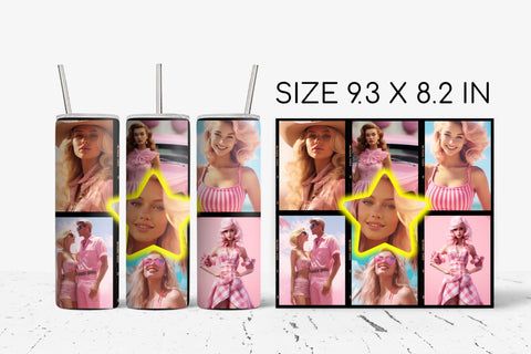 Pink Doll Tumbler Wrap Sublimation: Pink Tumbler PNG Design Sublimation OrangeBrushStudio 