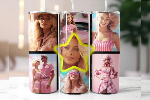 Pink Doll Tumbler Wrap Sublimation: Pink Tumbler PNG Design Sublimation OrangeBrushStudio 