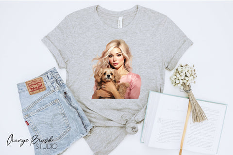 Pink Doll Watercolor Clipart Bundle, 6 Sublimation Designs Sublimation OrangeBrushStudio 