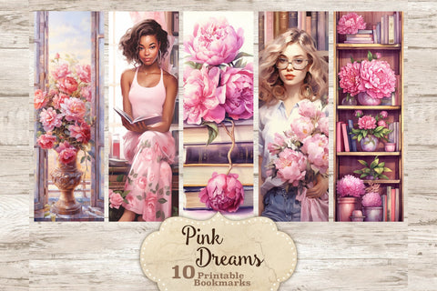 Pink Dreams Bookmarks | Print And Cut Bookmark Set SVG GlamArtZhanna 