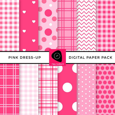 Pink Dress-Up Digital Paper Pack Digital Pattern Risa Rocks It 