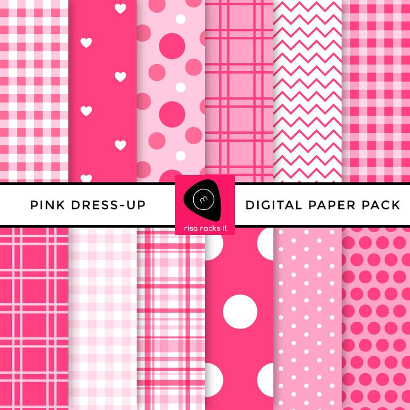 Pink Dress-Up Digital Paper Pack Digital Pattern Risa Rocks It 