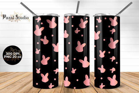 Pink Easter Bunny Pattern 20oz Skinny Tumbler Wrap Design Sublimation Pazal Studio 