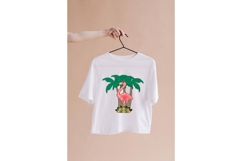 Pink Flamingo and Palm Trees PNG for Sublimation Sublimation Digital Honeybee 