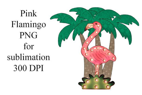 Pink Flamingo and Palm Trees PNG for Sublimation Sublimation Digital Honeybee 
