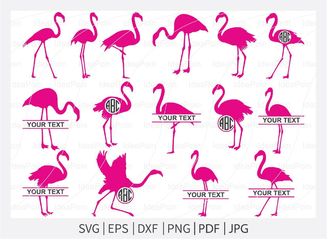 Pink Flamingo Cut file, Flamingo monogram frame, Flamingo svg, Flamingo Svg Bundle, Flamingo Monogram Svg, Pink Flamingo svg, Silhouette SVG Dinvect 