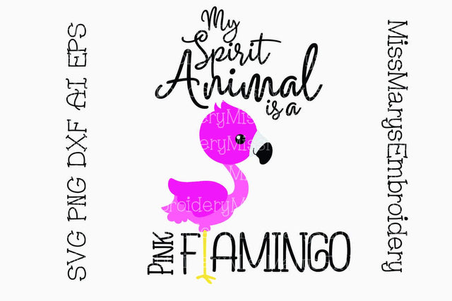 Pink Flamingo Spirit Animal SVG MissMarysEmbroidery 