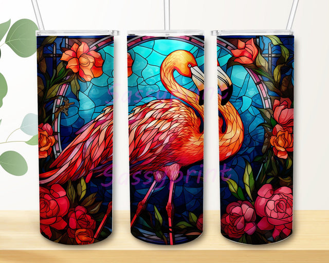 Pink Flamingo With Flowers 20oz Skinny Tumbler Png, Tropical Flowers, Pink Flamingo Tumbler, Tropical Flamingo Sublimation Png, Floral Flamingo Png Sublimation sassyprint 