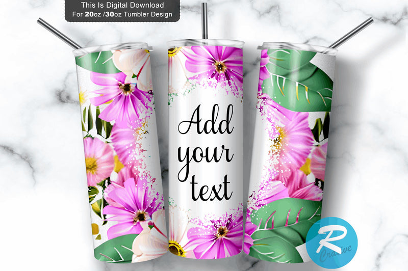Pink Floral 20 oz / 30 oz Tumbler PNG Sublimation Regulrcrative 