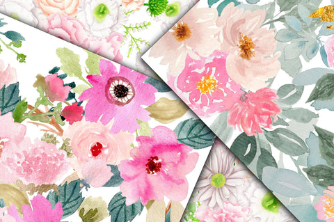 Pink Floral Digital Papers Digital Pattern Old Market 