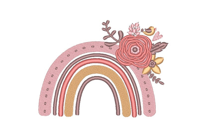 Pink Floral Rainbow Embroidery Design, 5 Sizes Embroidery/Applique DESIGNS Nino Nadaraia 