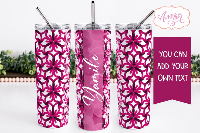 Pink floral Tumbler Wrap for Sublimation | Customizable PNG Sublimation Amorclipart 