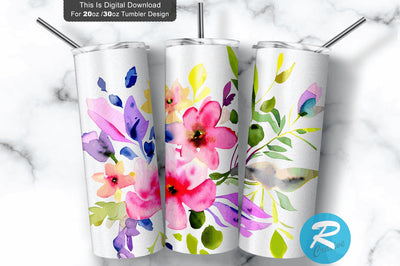 Pink Flower 20 oz / 30 oz Tumbler PNG Sublimation Regulrcrative 