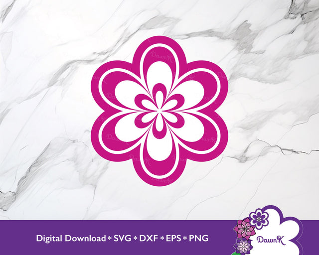 Pink Flower SVG - Colored Flower SVG, Layered Flower SVG, Pink Flower SVG SVG DawnKDesigns 