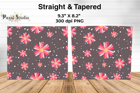 Pink Flowers Pattern 20 oz Skinny Tumbler Wrap Sublimation Design Sublimation Pazal Studio 