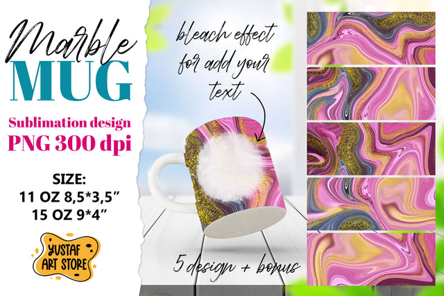 Pink fluid art sublimation mug wrap bundle. 6 PNG Sublimation Yustaf Art Store 