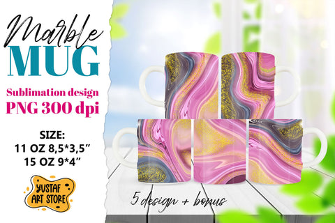 Pink fluid art sublimation mug wrap bundle. 6 PNG Sublimation Yustaf Art Store 