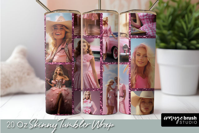 Pink Girl Tumbler Wrap Sublimation, Doll Tumbler Design Sublimation OrangeBrushStudio 