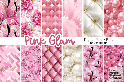 Pink Glam Princess Fashion Digital Pattern Fine Purple Elephant Creations 