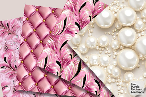 Pink Glam Princess Fashion Digital Pattern Fine Purple Elephant Creations 