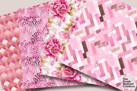Pink Glam Princess Fashion Digital Pattern Fine Purple Elephant Creations 