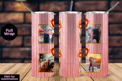 Pink Glitter Design Tumbler Sublimation Template with Photo Frame 20 oz Sublimation Sublimatiz Designs 