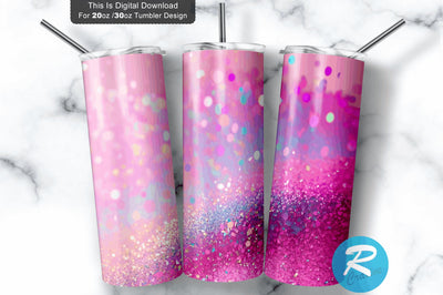Pink Glitter Holographic 20 oz / 30 oz Tumbler PNG Sublimation Regulrcrative 