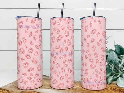 Pink Glitter Leopard cheetah Sublimation Skinny Tumbler Design, Straight & Tapered Sublimation Wrap Design, Tumbler PNG Sublimation iStyleDesign 