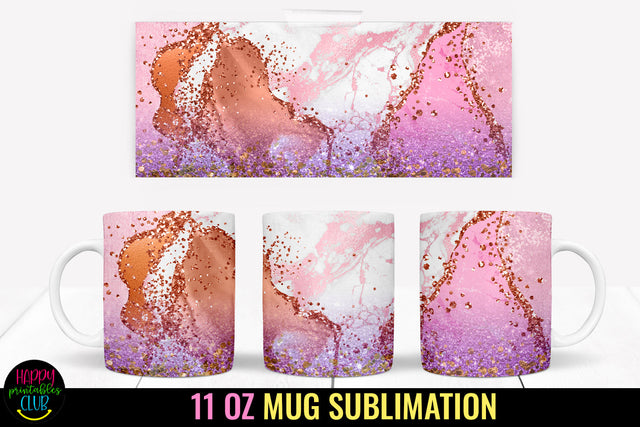 Pink Glitter Mug Sublimation I 11 Oz Mug Sublimation Happy Printables Club 