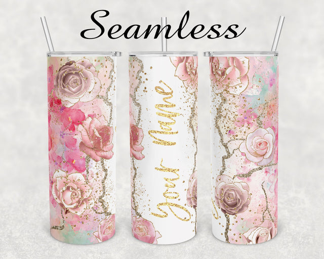 Pink Glitter roses tumbler sublimation design 20 oz skinny tumbler wrap Sublimation BambinaCreations 