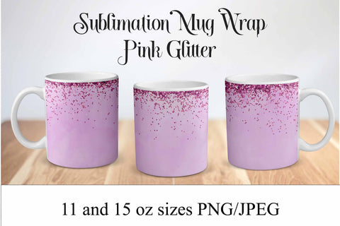 Pink Glitter Sublimation Mug Wrap Sublimation Digital Honeybee 