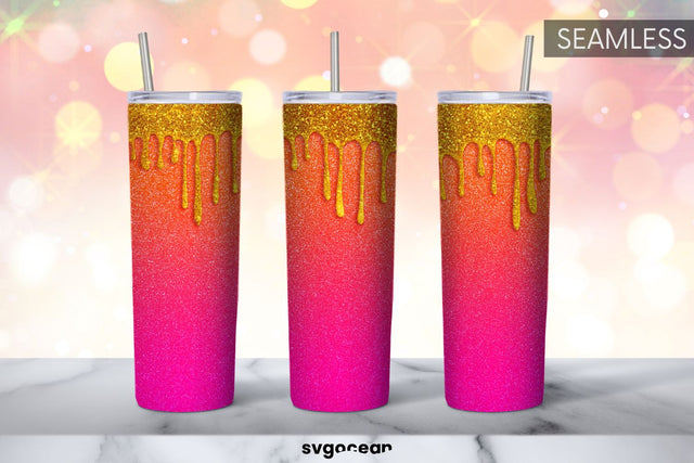 Pink Glitter Tumbler | Skinny 20 oz | Tapered | Straight Sublimation SvgOcean 