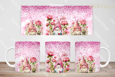 Pink Gnomes Mug Png, 11Oz Mug Sublimation Sublimation _HelArtShop_ 