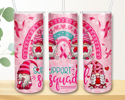 Pink Gnomies Support Squad Breast Cancer Awareness Month Tumbler, Gnomies Tumbler, Cancer Awareness Png, Breast Cancer Png Sublimation sassyprint 