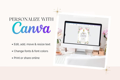 Pink & Gold 5th Birthday Canva Invitation Template 3D Paper BijouBay 