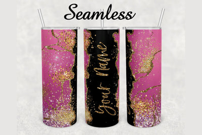 Pink Gold Glitter Agate Tumbler sublimation design 20 oz skinny tumbler wrap Sublimation BambinaCreations 